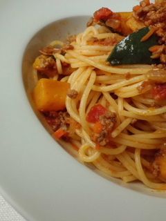 *かぼちゃのミートソーススパゲティー*-レシピのメイン写真