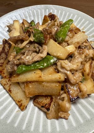 【簡単】長芋と豚こまの味噌マヨ炒め-レシピのメイン写真