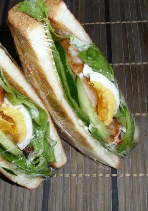 鶏唐揚げ野菜サンド♪余った唐揚げ消費に☆-レシピのメイン写真