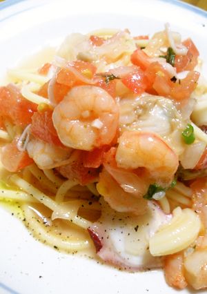 トマトと魚介の冷製パスタ-レシピのメイン写真