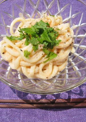 香る柚子胡椒❀涼風～たらこクリームうどん-レシピのメイン写真