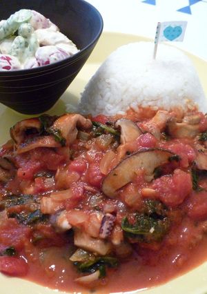 イカとほうれん草のトマトソース煮ご飯♪-レシピのメイン写真