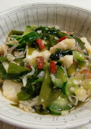 夏に！きゅうりワカメ長芋ちりめん酢の物-レシピのメイン写真