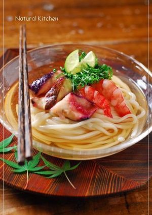 茄子と大葉の冷やしぶっかけうどん-レシピのメイン写真