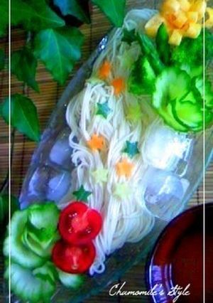 七夕そうめん飾りに胡瓜のお花-レシピのメイン写真