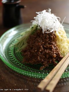 豚とえのきだけでジャージャー麺。-レシピのメイン写真
