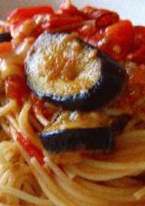 なすとトマトのパスタ♪野菜ジュース-レシピのメイン写真