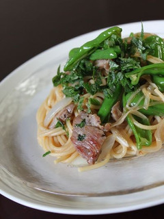 豚ロースとシシトウの梅醤油パスタ-レシピのメイン写真