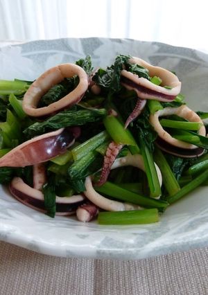 簡単！ウマイ！　イカと小松菜の炒め物-レシピのメイン写真