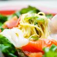 オクラとお刺身の冷製パスタ