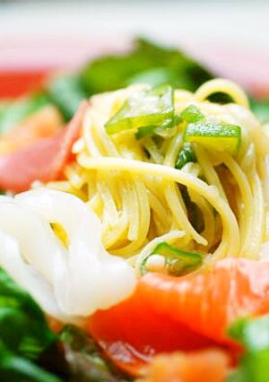 オクラとお刺身の冷製パスタ-レシピのメイン写真
