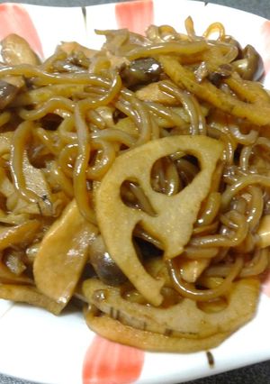 れんこん・きのこ・糸こんの炒り煮-レシピのメイン写真