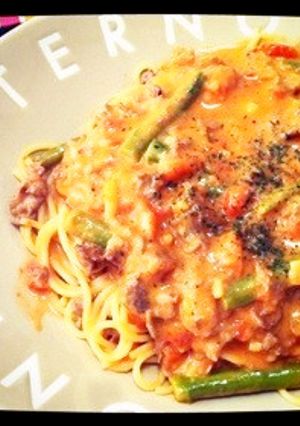 ★牛肉とアスパラのトマトクリームパスタ★-レシピのメイン写真