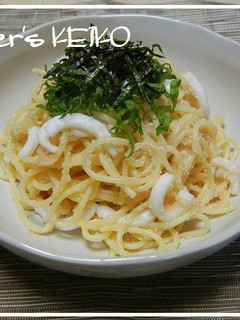 【農家のレシピ】青しそとイカのタラコスパ-レシピのメイン写真
