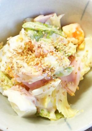 キャベツ・ゆで卵・ハムのサラダ-レシピのメイン写真