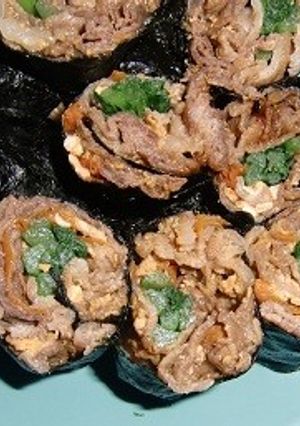 エバラ黄金のたれで、豚肉の信号のり巻き-レシピのメイン写真