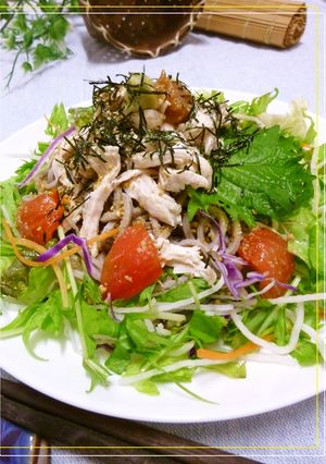 フレッシュ野菜の和風サラダそば-レシピのメイン写真