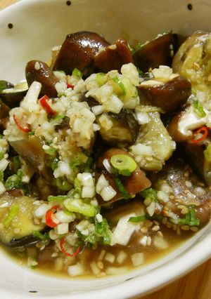 揚げ茄子と焼きシイタケの香味だれ❀-レシピのメイン写真