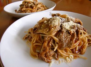 * ナスときのこの牛肉ケチャップパスタ*-レシピのメイン写真