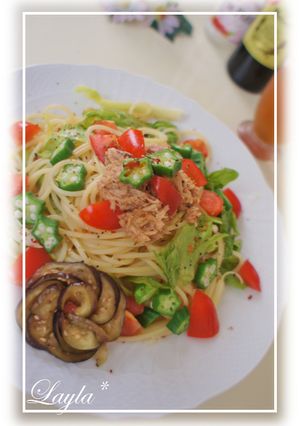 冷製パスタ☆食べるラー油で食欲up！-レシピのメイン写真