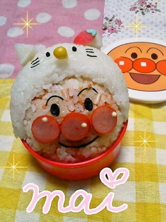 *キャラ弁*キティ帽子のあんぱんまん-レシピのメイン写真