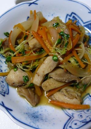 鶏肉とかいわれの炒め物-レシピのメイン写真