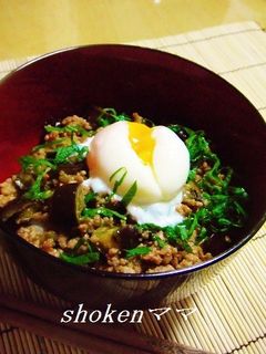 ナスと豚そぼろの丼♪温玉のっけ-レシピのメイン写真