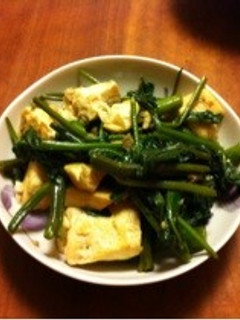 空心菜と豆腐の炒め物-レシピのメイン写真