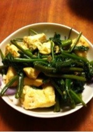 空心菜と豆腐の炒め物-レシピのメイン写真