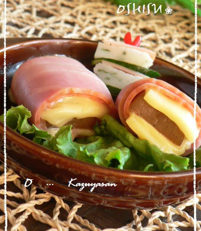 甘辛こんにゃくのチーズサンド♪ベーコン巻 by おしす