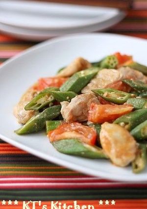 鶏肉とオクラのトマト味噌炒め-レシピのメイン写真