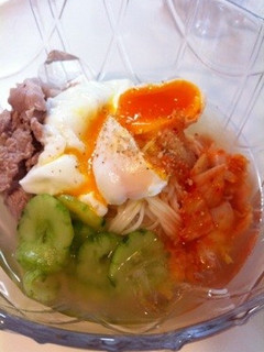 簡単!冷たい冷麺☆そうめん★自家製スープ-レシピのメイン写真