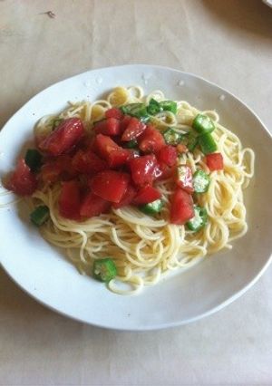 簡単☆ オクラとトマトの冷製パスタ-レシピのメイン写真