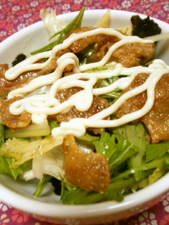 鶏皮・水菜・レタスのシンプル◆サラダ-レシピのメイン写真