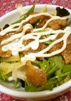 鶏皮・水菜・レタスのシンプル◆サラダ-レシピのメイン写真