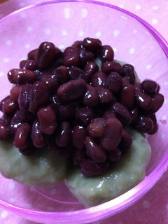 緑の野菜の白玉あずき-レシピのメイン写真