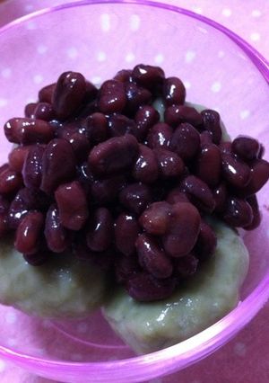 緑の野菜の白玉あずき-レシピのメイン写真