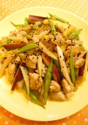 豚肉とさつま芋の新生姜炒め-レシピのメイン写真