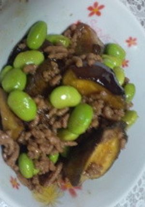 めんつゆだけ☆ナスとひき肉と枝豆の炒め煮-レシピのメイン写真