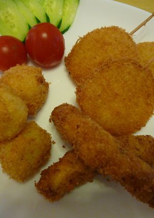 ポテタマシーセージのフライ３種盛り-レシピのメイン写真