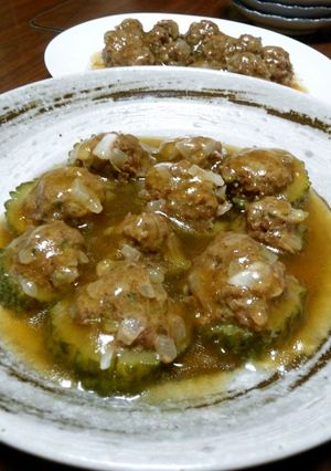 ゴーヤの肉詰めレンジ蒸し-レシピのメイン写真