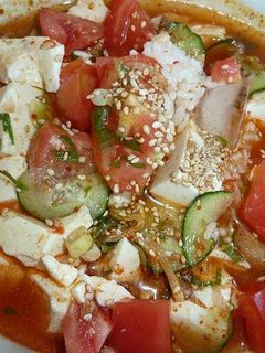 キムチと豆腐で冷たいスープご飯♪-レシピのメイン写真