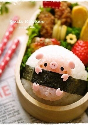 こぶたちゃん巻おにぎり＊キャラ弁-レシピのメイン写真