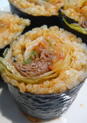 牛肉とキムチの黄金海苔巻き-レシピのメイン写真