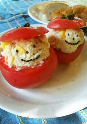 朝ご飯に！ツナコーンポテトのトマトカップ-レシピのメイン写真