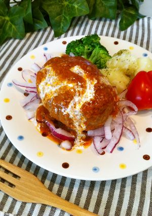ハンバーグの中にチーズ♡-レシピのメイン写真