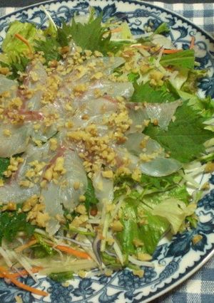 一皿で簡単便利！白身魚の中国風刺身サラダ-レシピのメイン写真