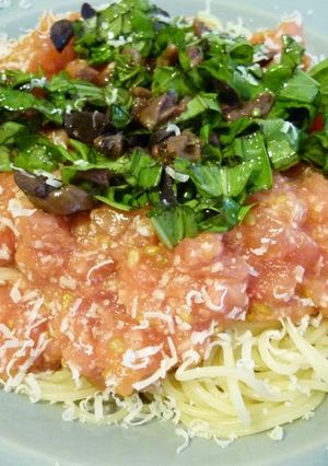 簡単トマトとアンチョビの冷製パスタ-レシピのメイン写真