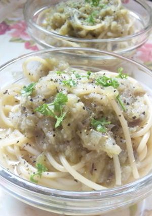 ナスと玉ねぎの冷たいスープパスタサラダ-レシピのメイン写真