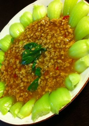 簡単！！絶品！！青梗菜の挽肉あんかけ！-レシピのメイン写真